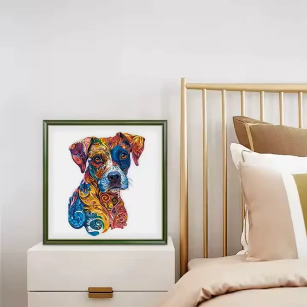 Puzzles en bois American Staffordshire design coloré et psychédélique BrushCrafts