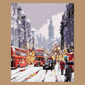 Peinture par numéros Londres sous la neige Big Ben sur châssis bois