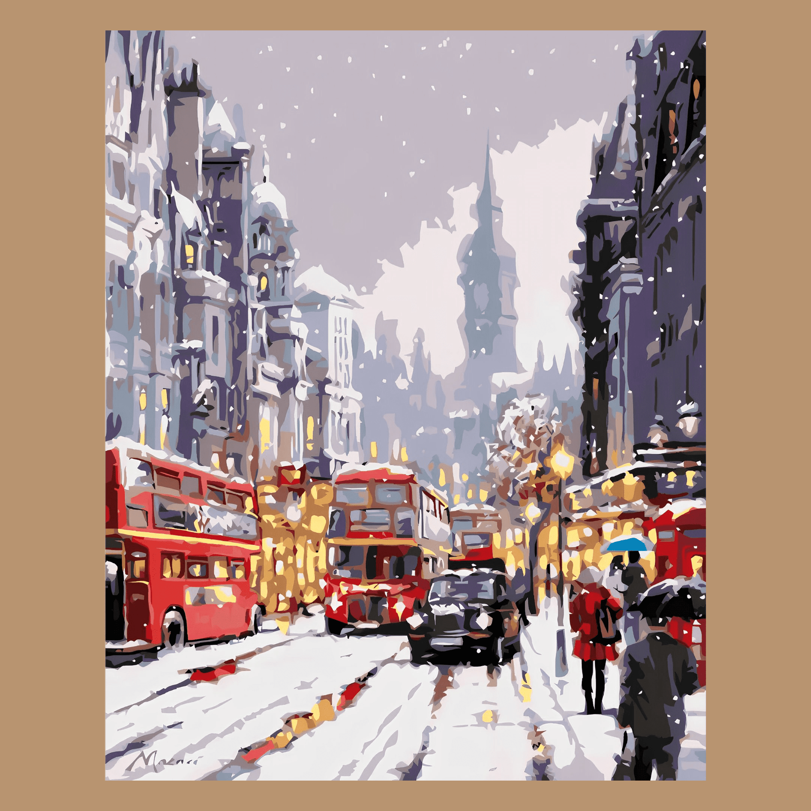 Peinture par numéros Londres sous la neige Big Ben sur châssis bois