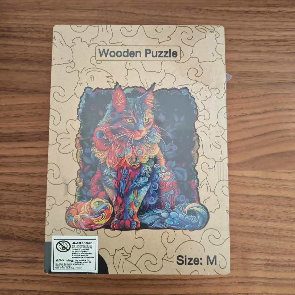Face avant de la boîte du puzzle en bois Maine Coon, taille M, par BrushCrafts.