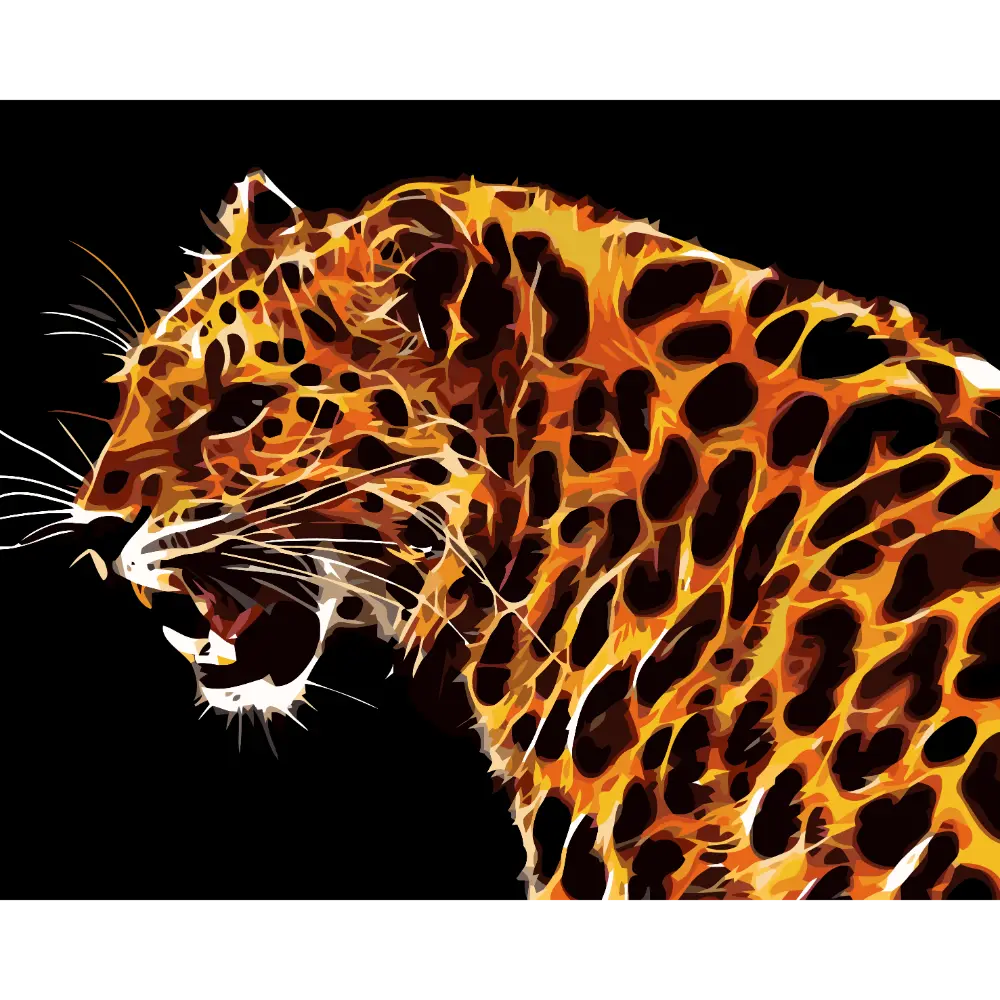 Peinture par numéros léopard Contrasté gros plan contrastes jaune et noir