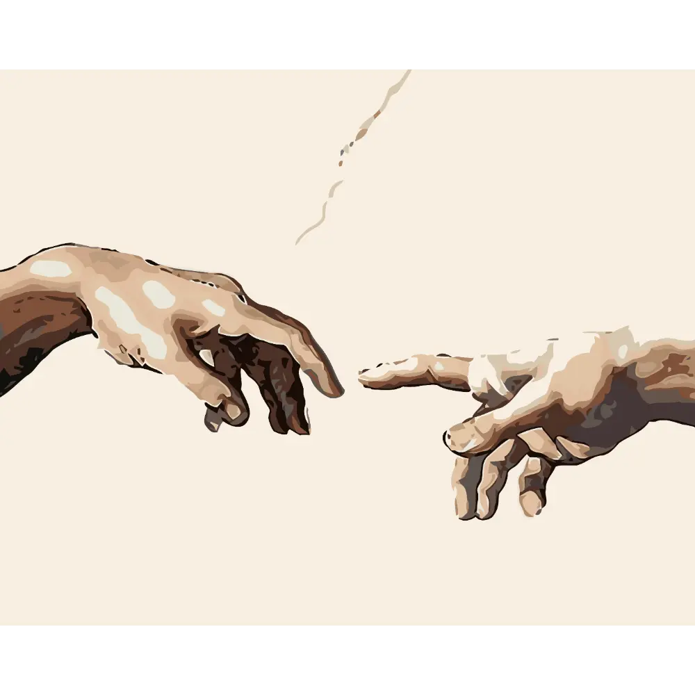 Peinture par numéros Mains d'Adam sur châssis en bois kit premium.