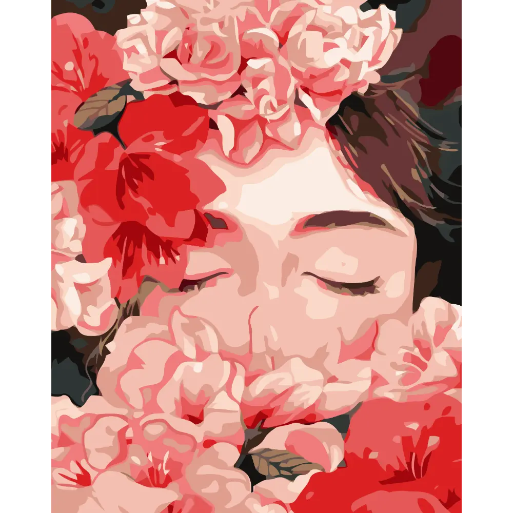 Peinture par numéros Visage aux Fleurs