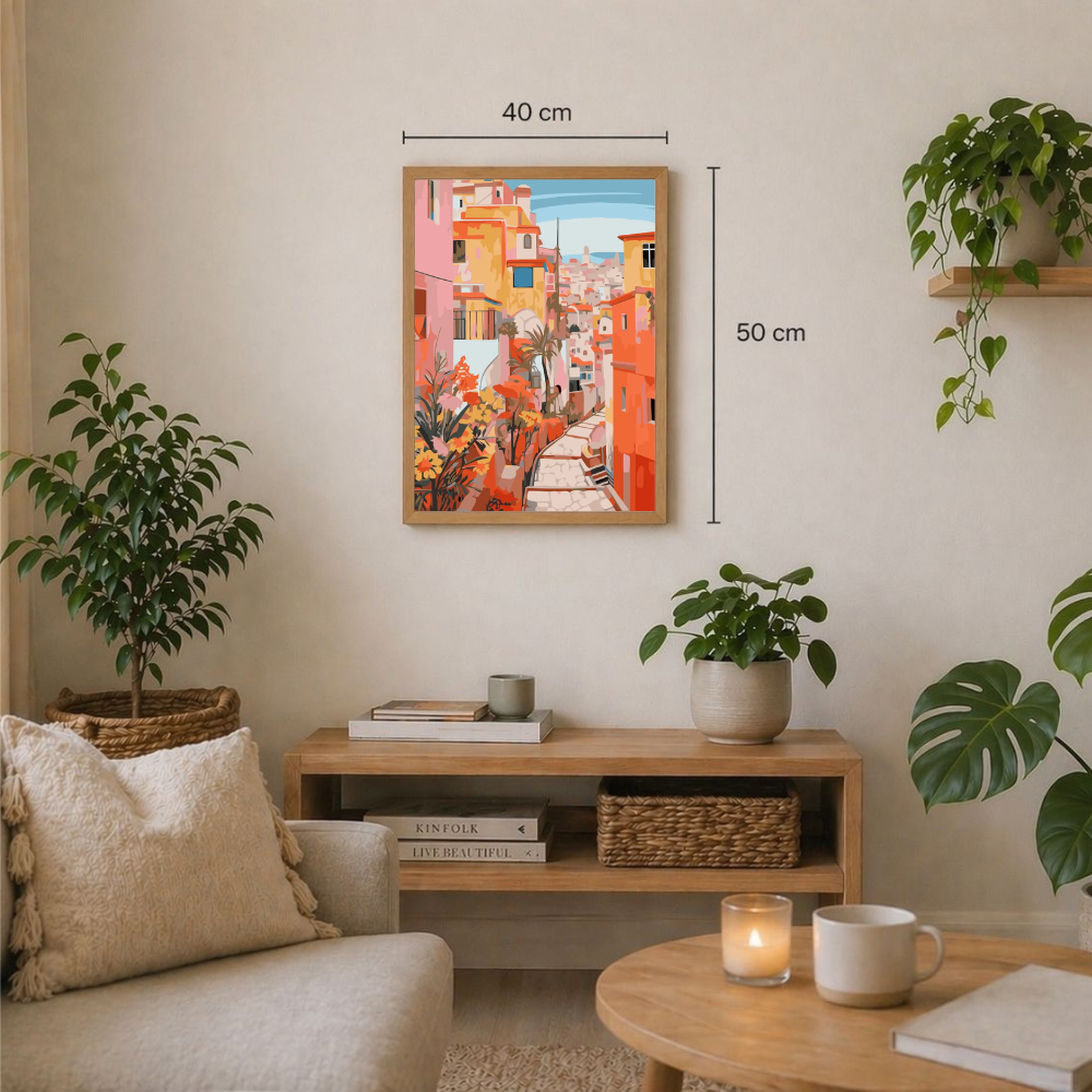 Peinture par numéros Rue en pente Ocre dimensions 40 x 50